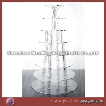 Clear Heart-shaped Promotional Acrylic 8 Tiers Tower Wedding Cup Cake Display Stand Rack